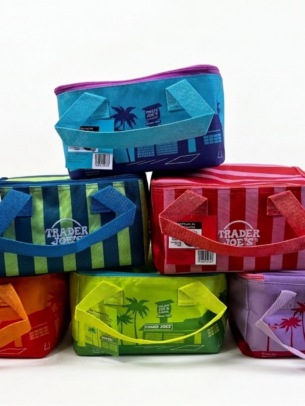 NEW Trader Joe's Mini Insulated Tote Bags Cooler Set of 6 Limited Edition